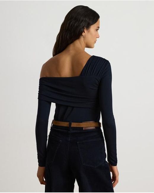 Ralph Lauren Black Jersey Asymmetrical One-Shoulder Top