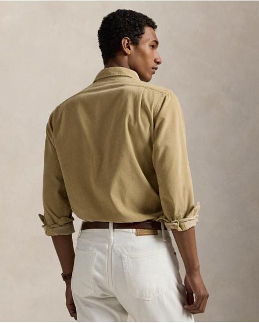 Polo Ralph Lauren Custom Fit Corduroy Overhemd in het Natural voor heren