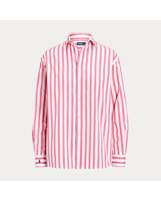 Camisa de algodón con rayas Relaxed Fit Polo Ralph Lauren de color Red