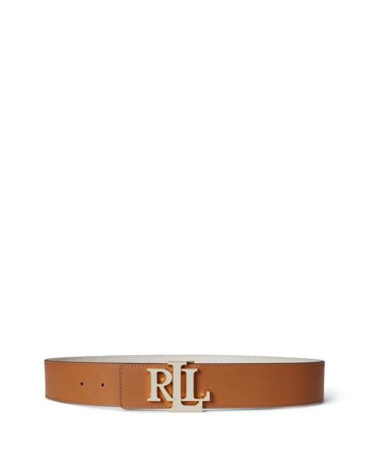 Ralph Lauren Natural Logo Reversible Leather Wide Belt