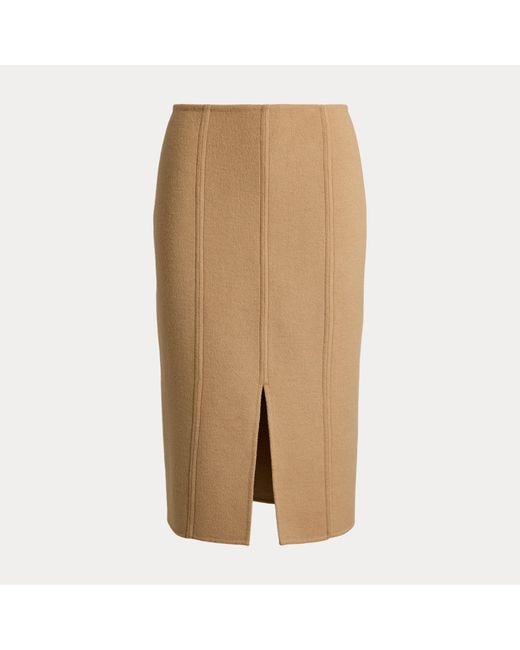 Ralph Lauren Brown Double-Faced Wool-Blend Pencil Skirt