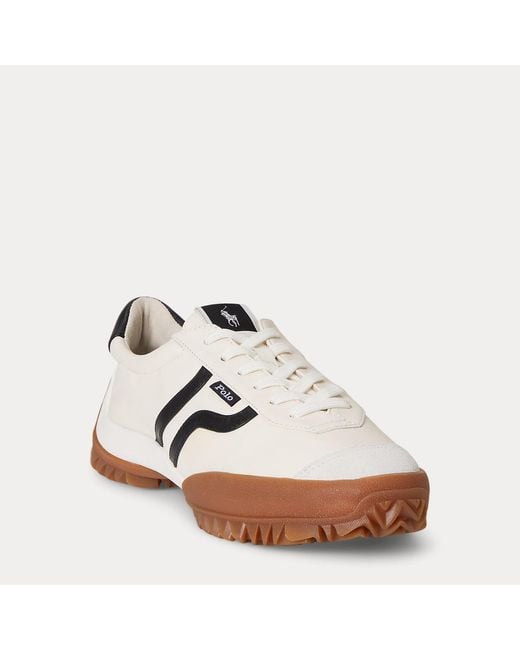 Polo Ralph Lauren White Treaded Leather Low-Top Trainer