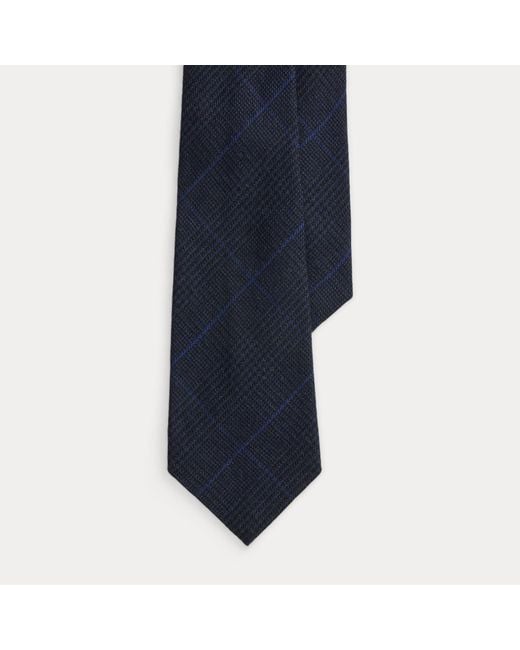 Ralph Lauren Blue Glen Plaid Cashmere Tie for men