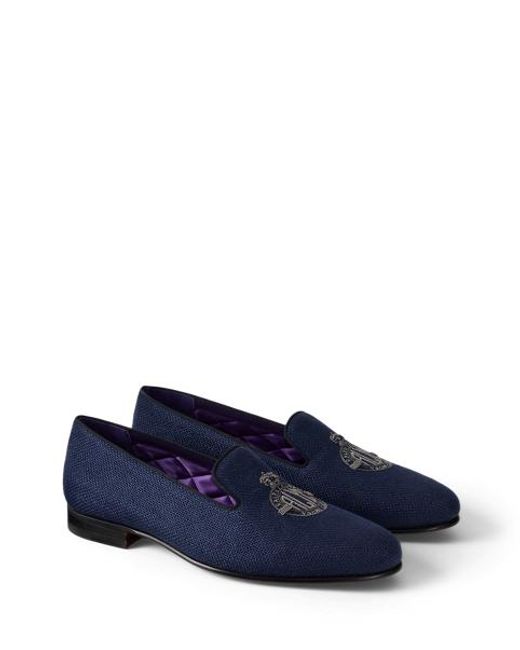 Ralph Lauren Blue Ralph Lauren Alonzo Bullion Crest Linen Slipper for men