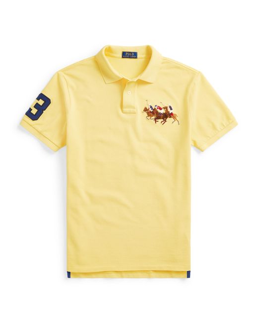 Ralph Lauren Cotton Custom Slim Fit Triplepony Polo Shirt in Yellow