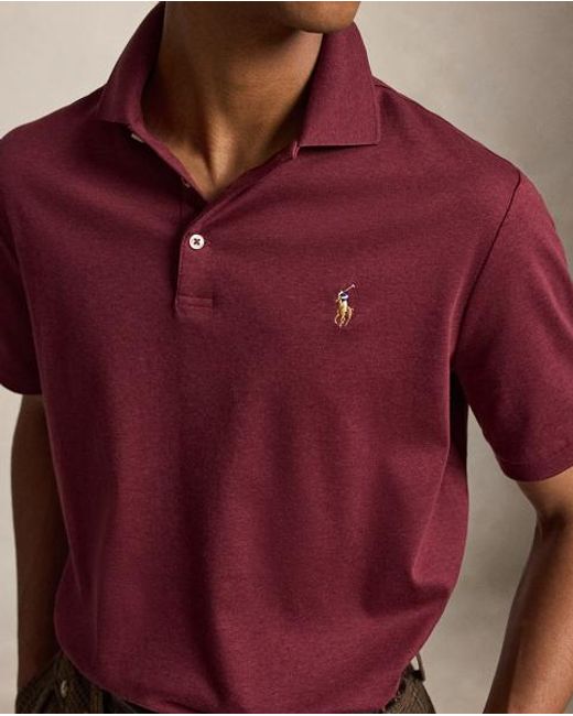 Polo Ralph Lauren Red Custom Slim Fit Soft Cotton Polo Shirt for men