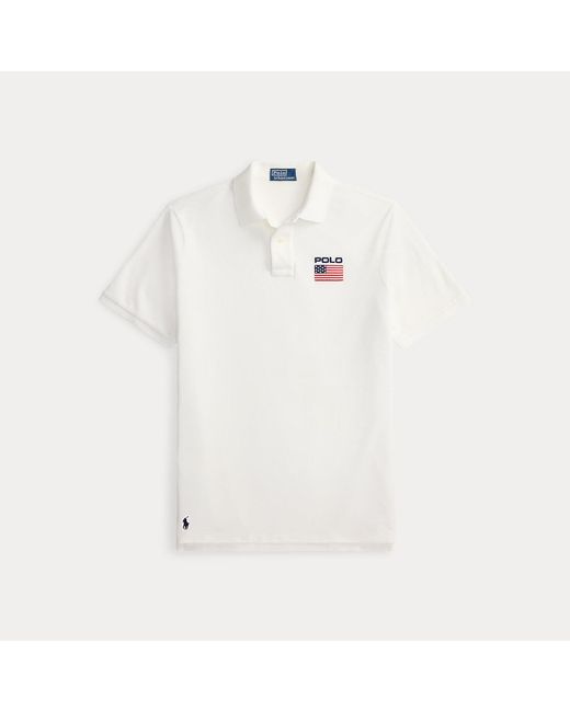 Polo Ralph Lauren White Classic Fit Flag Mesh Polo Shirt for men