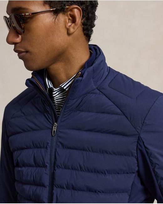Ralph Lauren Blue Quilted Mockneck Jacket for men