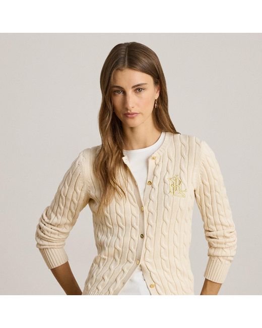 Ralph Lauren Natural Cable-Knit Cotton Cardigan