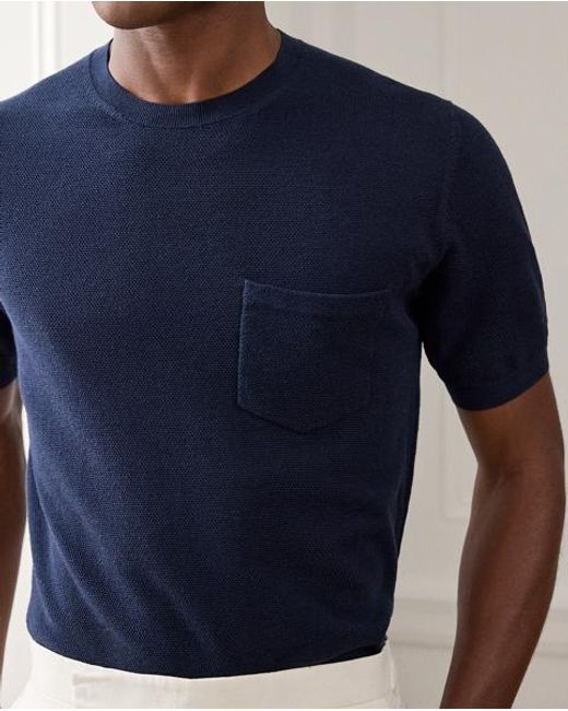 Ralph Lauren Blue Silk-Blend Short-Sleeve Jumper for men