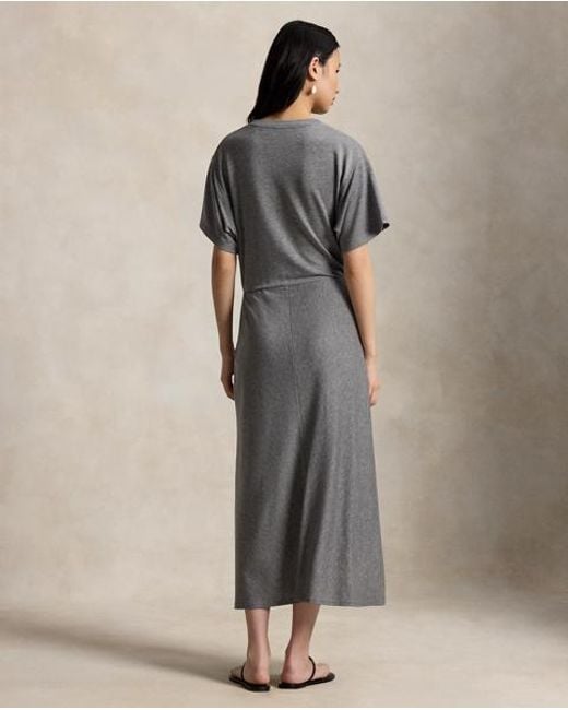 Polo Ralph Lauren Gray Twist-Detail Tee Dress