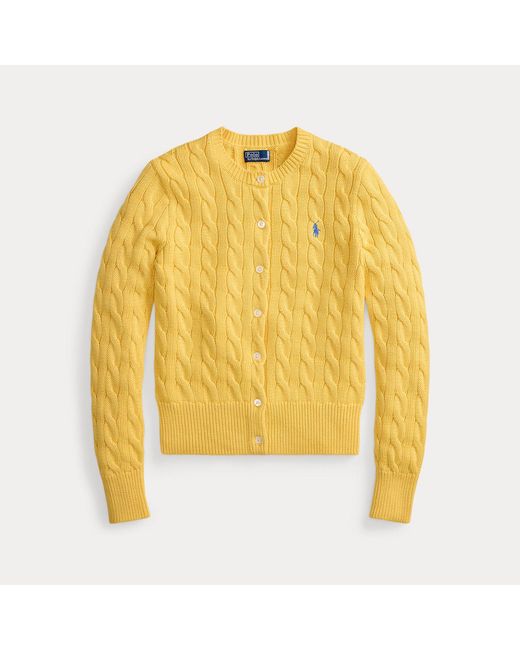 Polo Ralph Lauren Yellow Plaited Cardigan With Long Sleeves