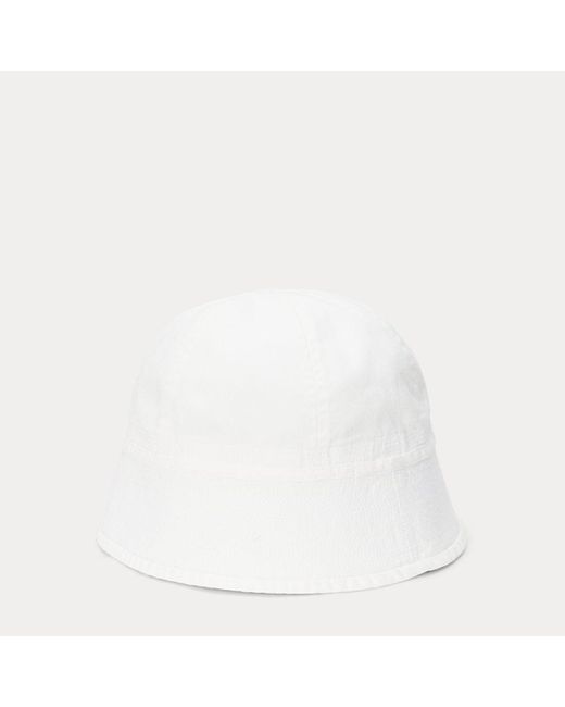 Polo Ralph Lauren White Twill Graphic Bucket Hat for men