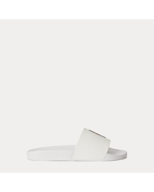 Polo Ralph Lauren White Polo Bear Slide for men