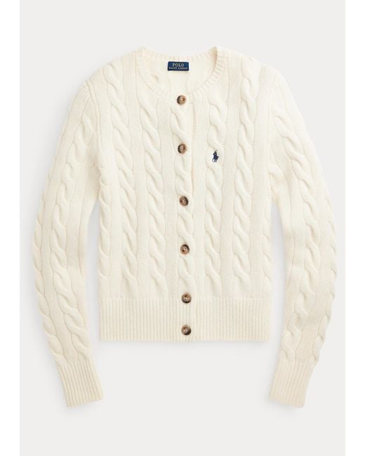 Polo Ralph Lauren Natural Buttoned Wool-blend Cardigan