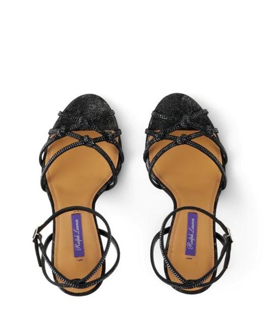 Ralph Lauren Black Metallic-Sandalette Kiera Mit Verzierung