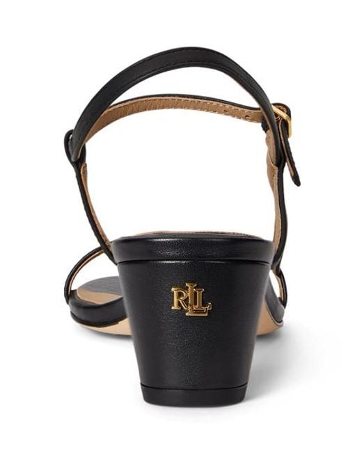 Ralph Lauren Black Lainee Mid-Heel Nappa Leather Sandal