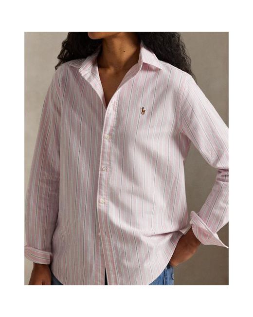 Polo Ralph Lauren Pink Classic Fit Striped Cotton Oxford Shirt