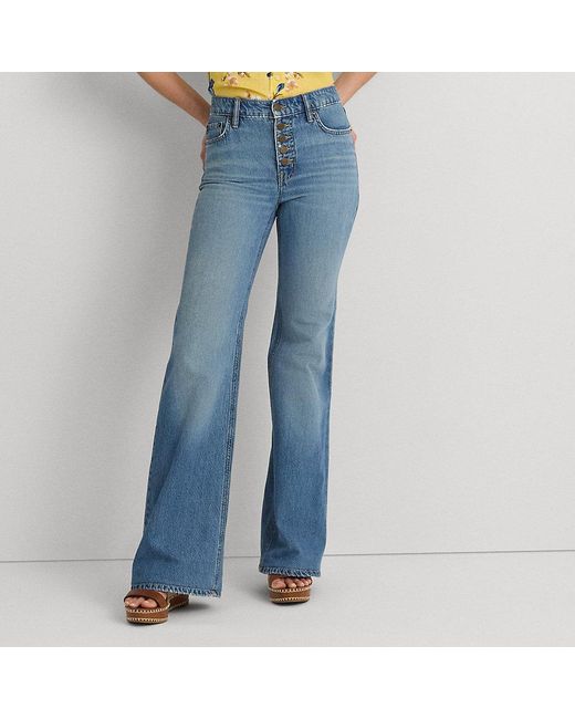 Lauren by Ralph Lauren Flare Jeans Met Hoge Taille in het Blue
