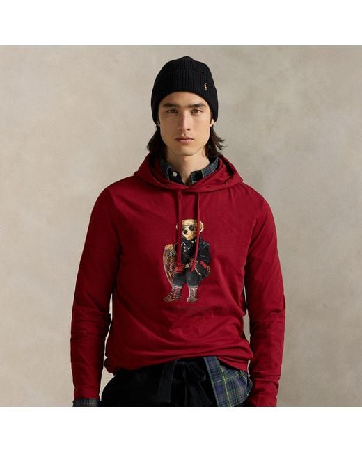 Ralph Lauren Red Polo Bear Jersey Hooded T-Shirt for men