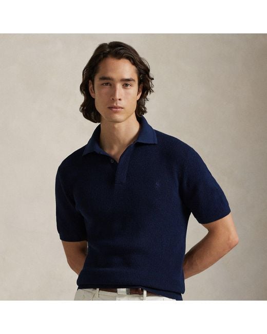Jersey Polo De Algodón En Punto Waffle Ralph Lauren de hombre de color Blue