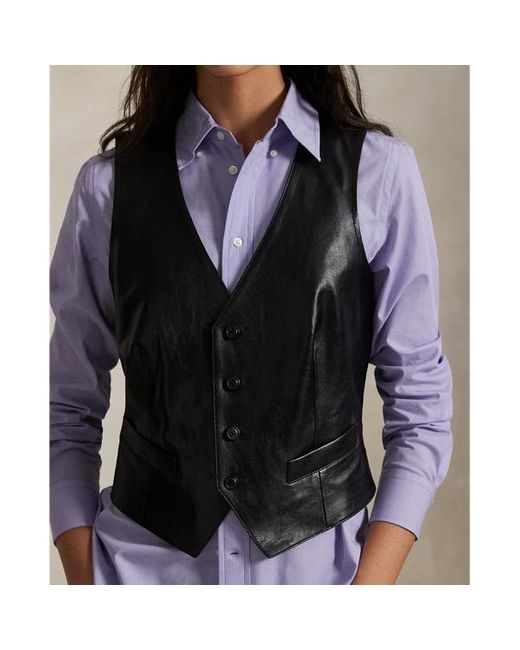Gilet in pelle di Polo Ralph Lauren in Black