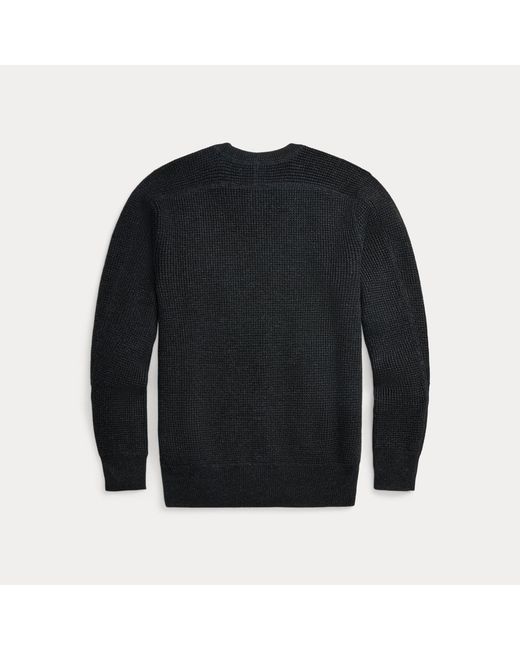 RRL Black Waffle-Knit Cotton-Wool Jumper for men