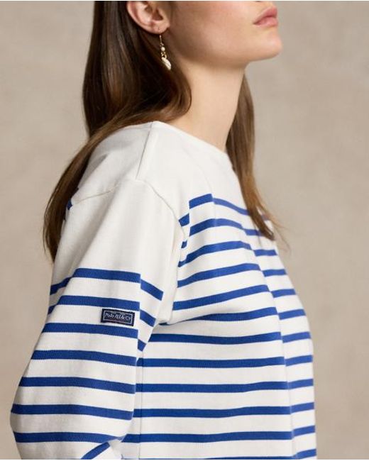 Polo Ralph Lauren Blue Striped Boatneck Jersey Tee