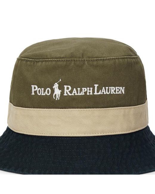 Cappellino bob in twill a blocchi di Polo Ralph Lauren in Green da Uomo