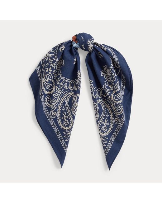 Polo Ralph Lauren Blue Polo Bear Paisley Cotton Bandanna for men