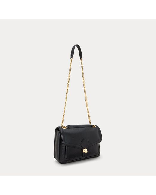 Lauren by Ralph Lauren Bradley Medium Gegranuleerde Leren Tas in het Black