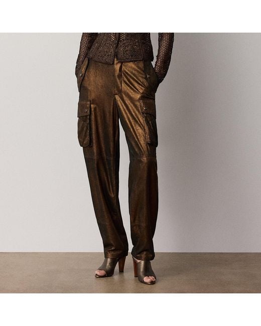 Ralph Lauren Vaughn Metallic Lambskin Trouser