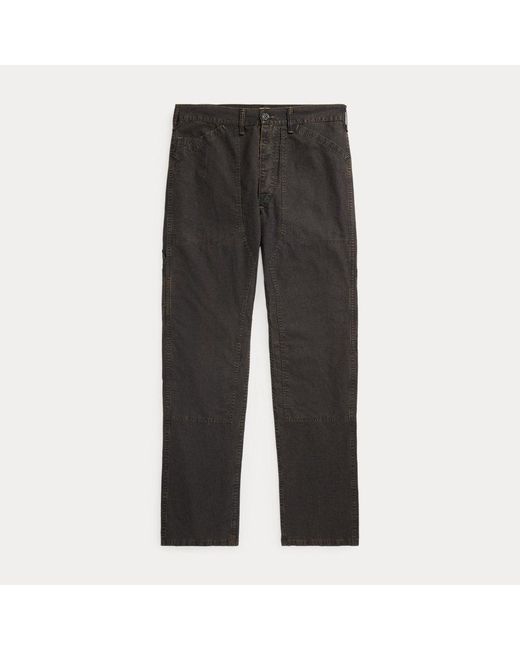 RRL Gray Straight Fit Cotton-linen Trouser for men