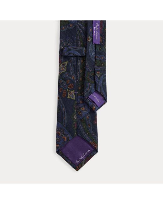 Ralph Lauren Blue Paisley Cashmere-Silk Tie for men
