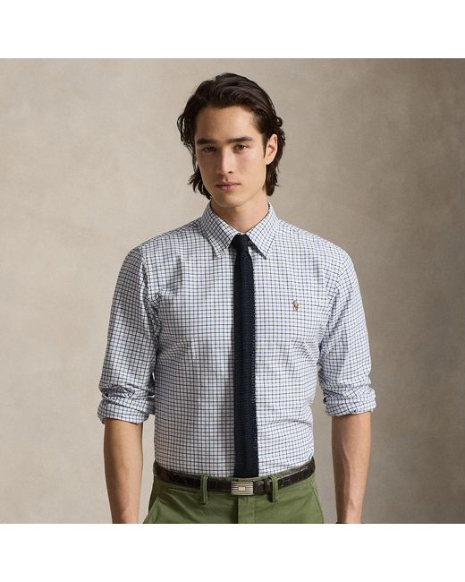 Polo Ralph Lauren Gray Custom Fit Tattersall Oxford Shirt for men