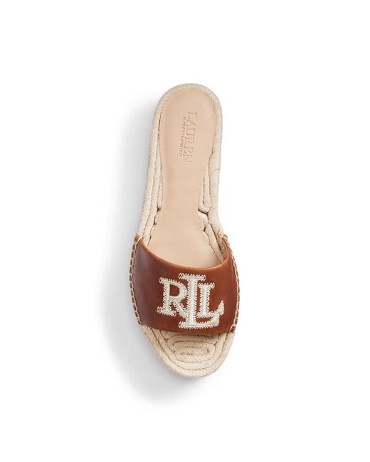 Lauren by Ralph Lauren Brown Polly Burnished Leather Espadrille