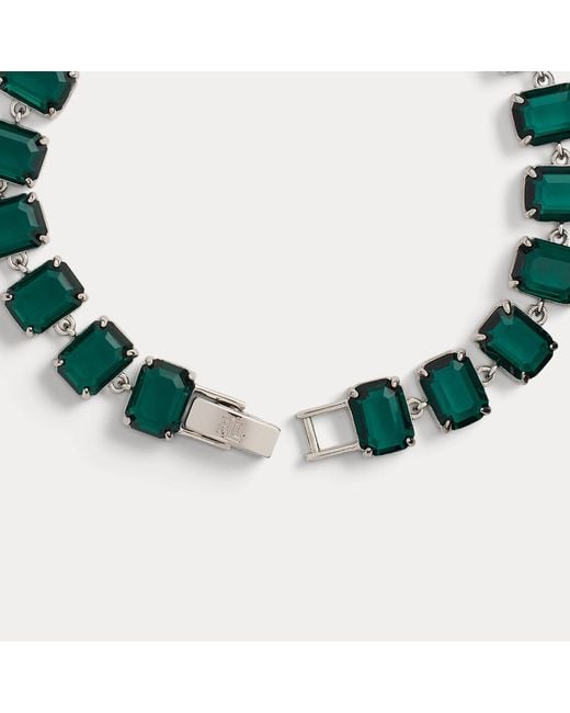 Ralph Lauren Green Rhodium-Plated Stone Tennis Bracelet