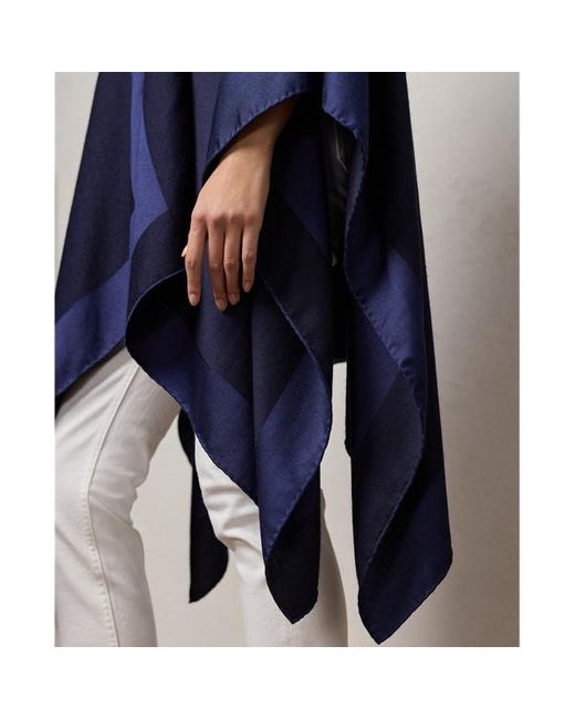 Ralph Lauren Collection Blue Rl Silk-cashmere Jacquard Ruana