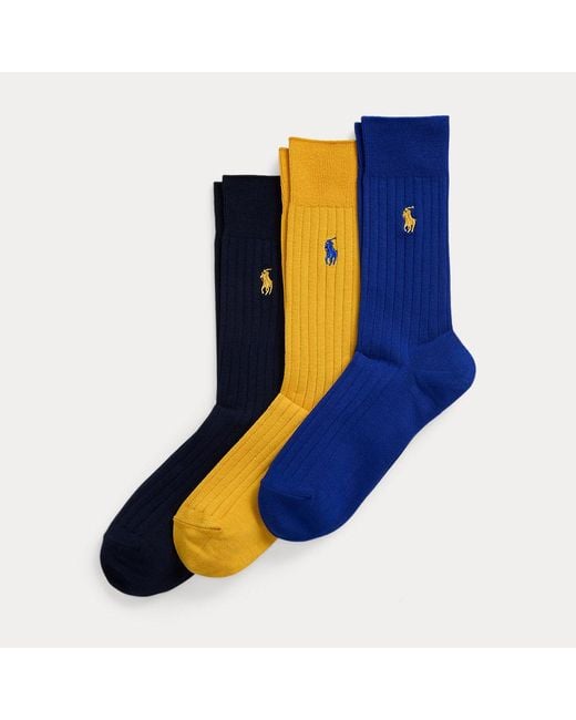 Polo Ralph Lauren Blue Rib-knit Trouser Sock 3-pack for men