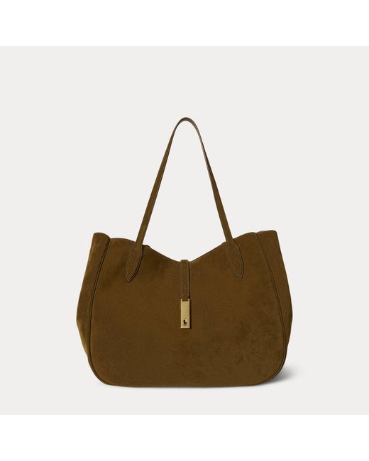 Polo Ralph Lauren Brown Polo Id Suede Large Tote