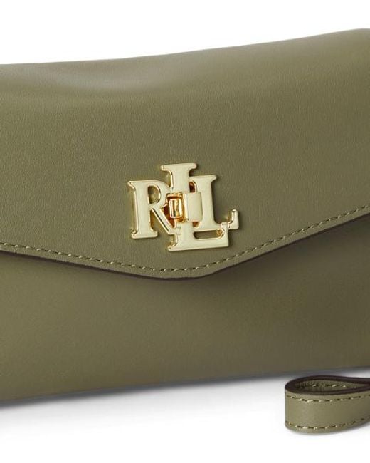 Ralph Lauren Green Nappa Turn-Lock Wristlet Crossbody