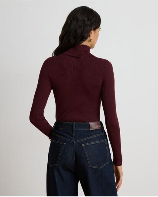 Ralph Lauren Red Cotton-Blend Ribbed Rollneck