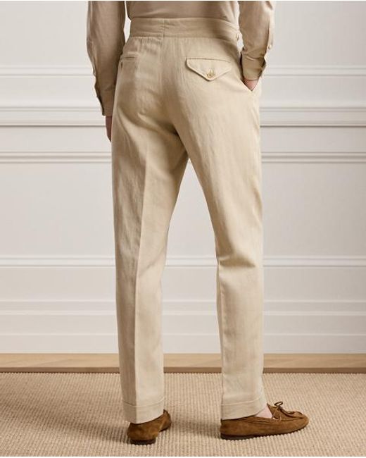 Ralph Lauren Natural Hand-Tailored Cotton-Linen Trousers for men
