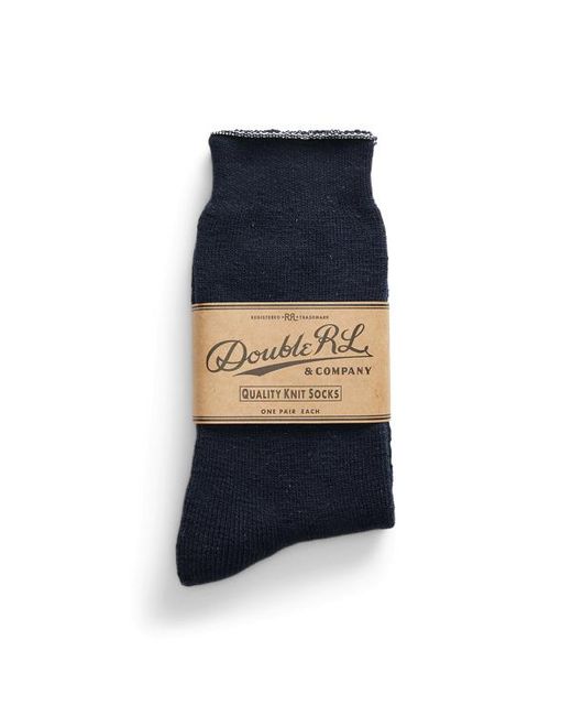 RRL Blue Heathered Stretch Cotton-blend Socks for men