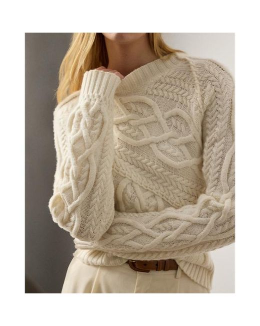 Ralph Lauren Natural Cable-Knit Cashmere Crewneck Jumper