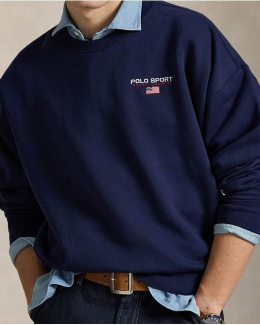 Polo Ralph Lauren Blue Relaxed Fit Polo Sport Fleece Sweatshirt for men