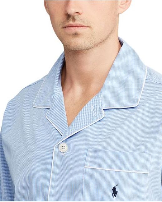 Polo Ralph Lauren Blue Gingham Poplin Long Sleep Set for men
