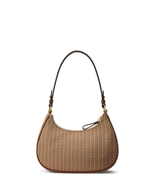 Ralph Lauren Natural Mini-Cable Medium Marcy Zip Shoulder Bag