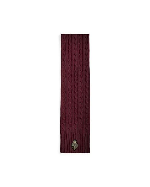 Ralph Lauren Red Crest-Patch Cable-Knit Scarf