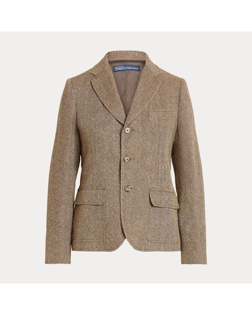 Polo Ralph Lauren Brown Single-Breasted Herringbone Blazer